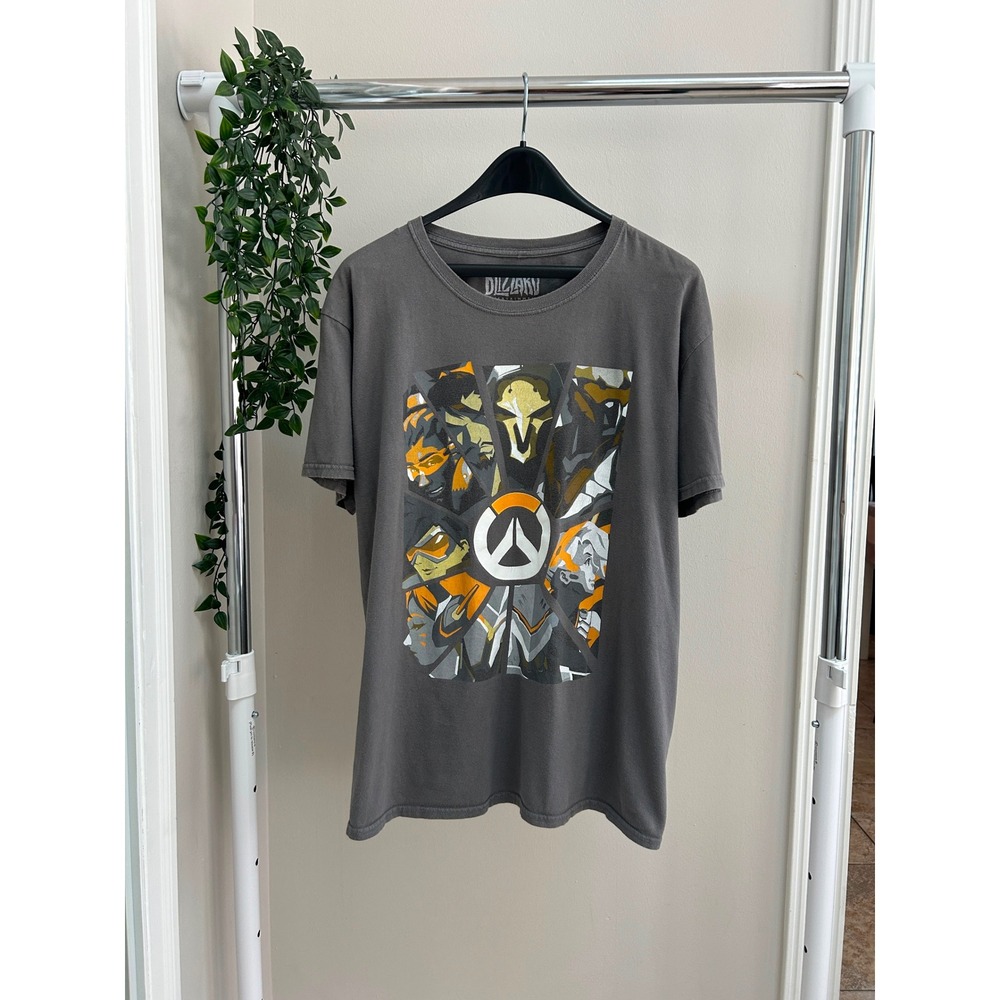 Overwatch T-Shirt Mens XL Gray Blizzard ThinkGeek 2018 Reaper Tracer Gaming Tee